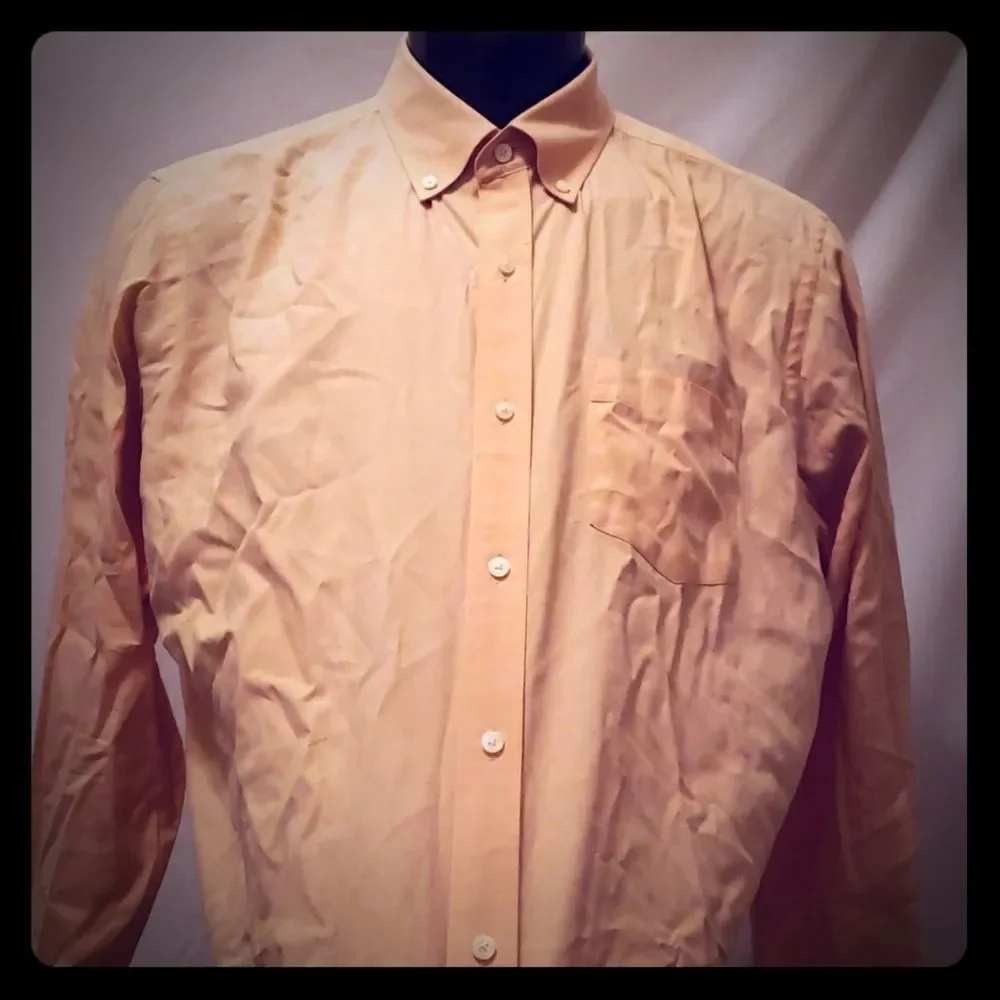 Banana Republic Mens XL‎ Peach Orange Button Down Long Sleeve Shirt Pocket